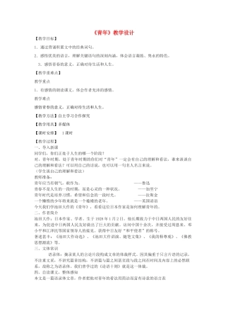 七年级语文下册 8《青年》教学设计 河大版教材-河大版教材初中七年级下册语文教学设计