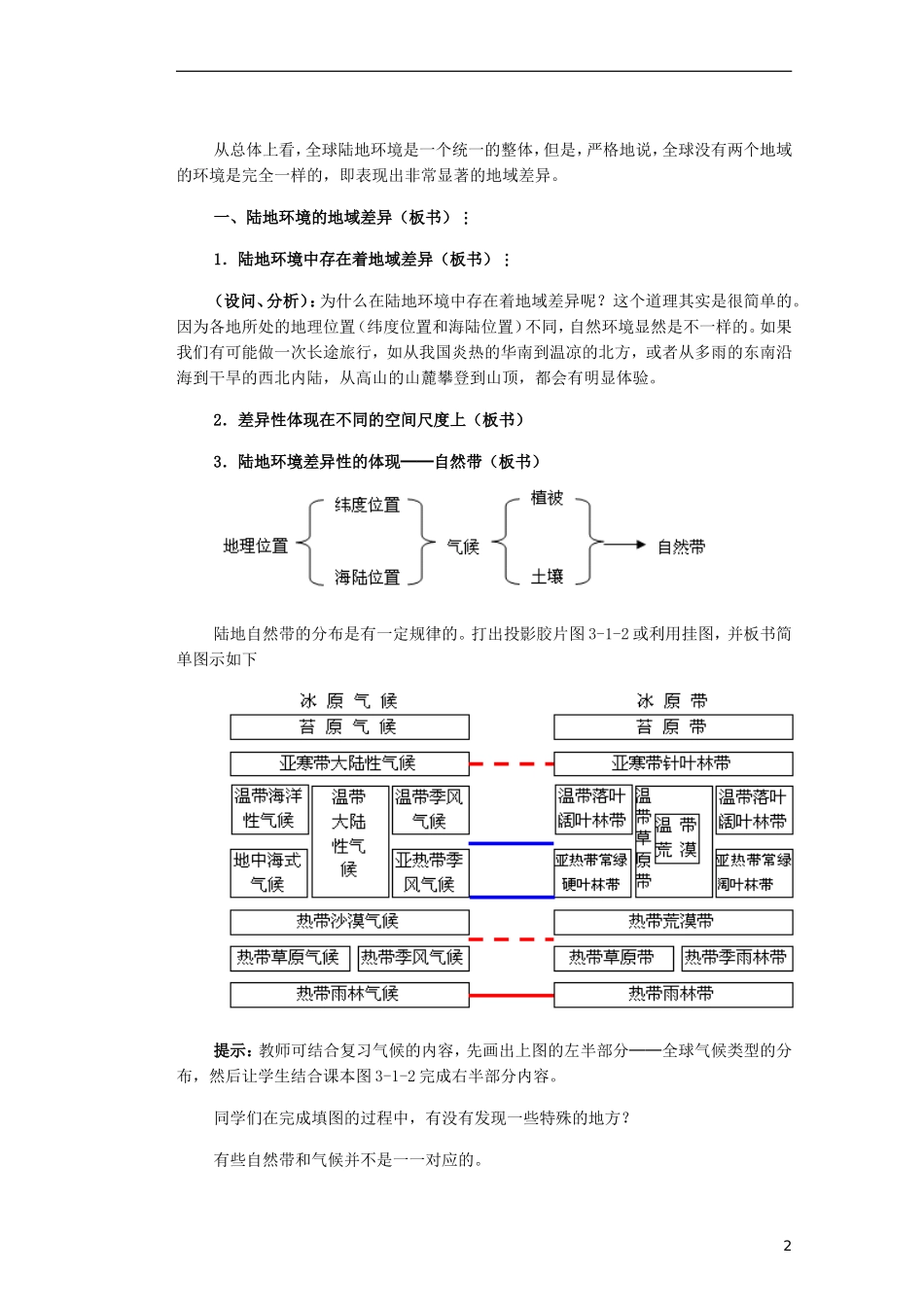 山东省新泰市第二中学高中地理 第三单元第一节 地理环境的差异性教案 鲁教版必修1_第2页
