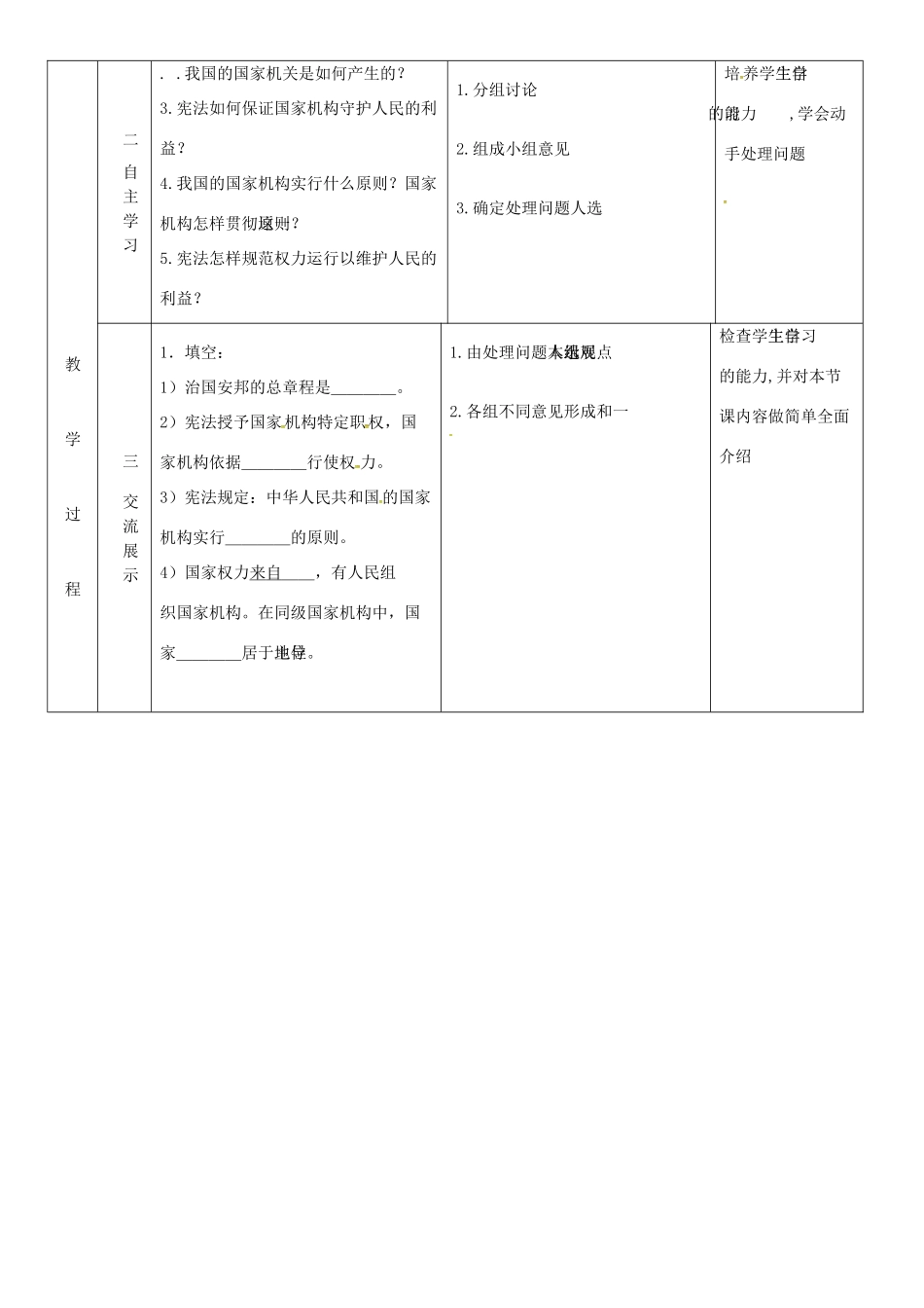 云南省昆明市东川区八年级道德与法治下册 第一单元 坚持宪法至上 第一课 维护宪法权威 第2框 治国安邦的总章程教学设计2 新人教版教材-新人教版教材初中八年级下册政治教学设计_第2页