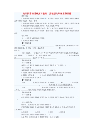九年级政治 走共同富裕道路复习教学设计 苏教版教材