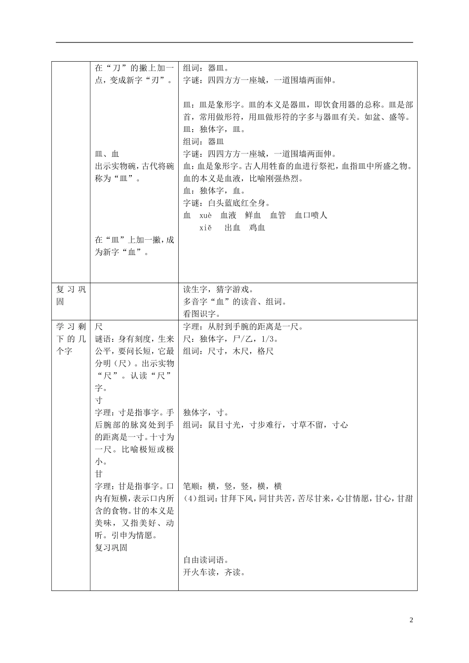 一年级语文下册 汉字家园(一)2 2教案 长春版_第2页