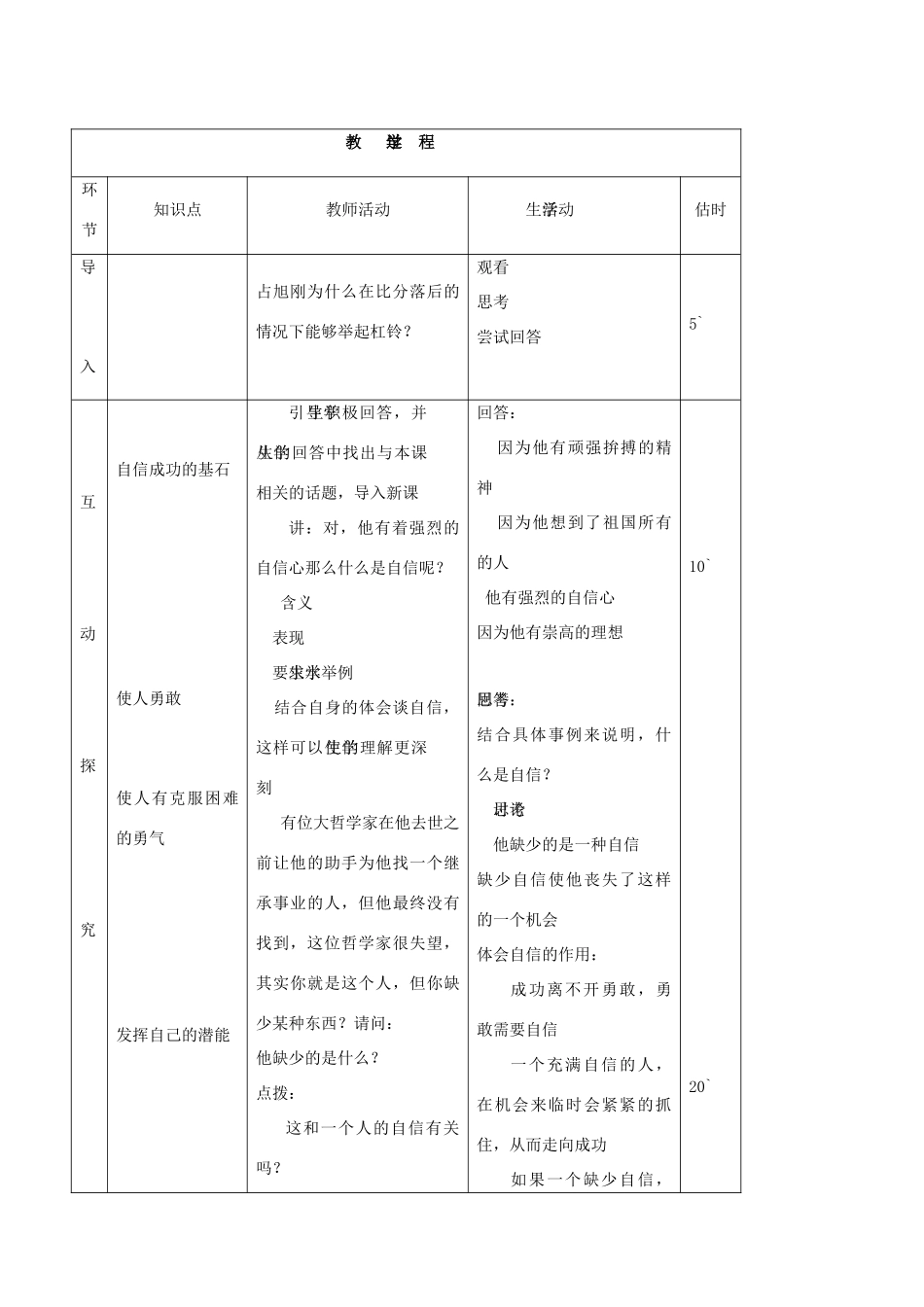 七年级思品上册 16成功需要自信同步教学设计 鲁教版教材_第2页