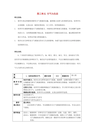 小学科学第一册 第三单元 天气与生活 1 各种各样的天气教案 新人教版-新人教版小学第一册自然科学教案