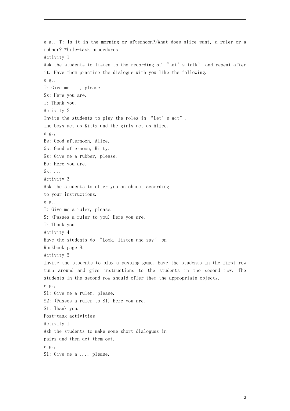 一年级英语上册 Unit2 My classmates period2教案 （新版）沪教牛津版_第2页