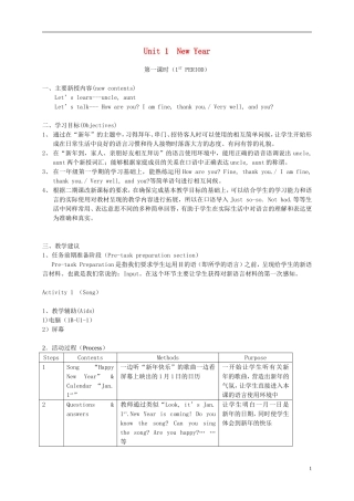 一年级英语下册 1B Unit1 New Year（1）教案 沪教牛津版