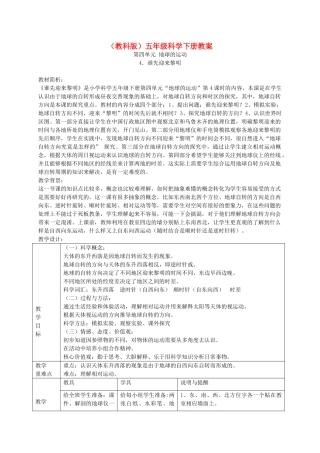 五年级科学下册 谁先迎来黎明5教案 教科版