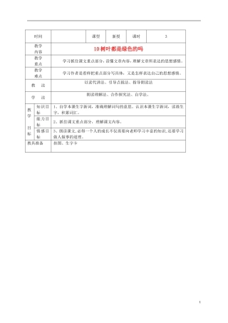 四年级语文 《树叶都是绿色的吗》教案 语文S版