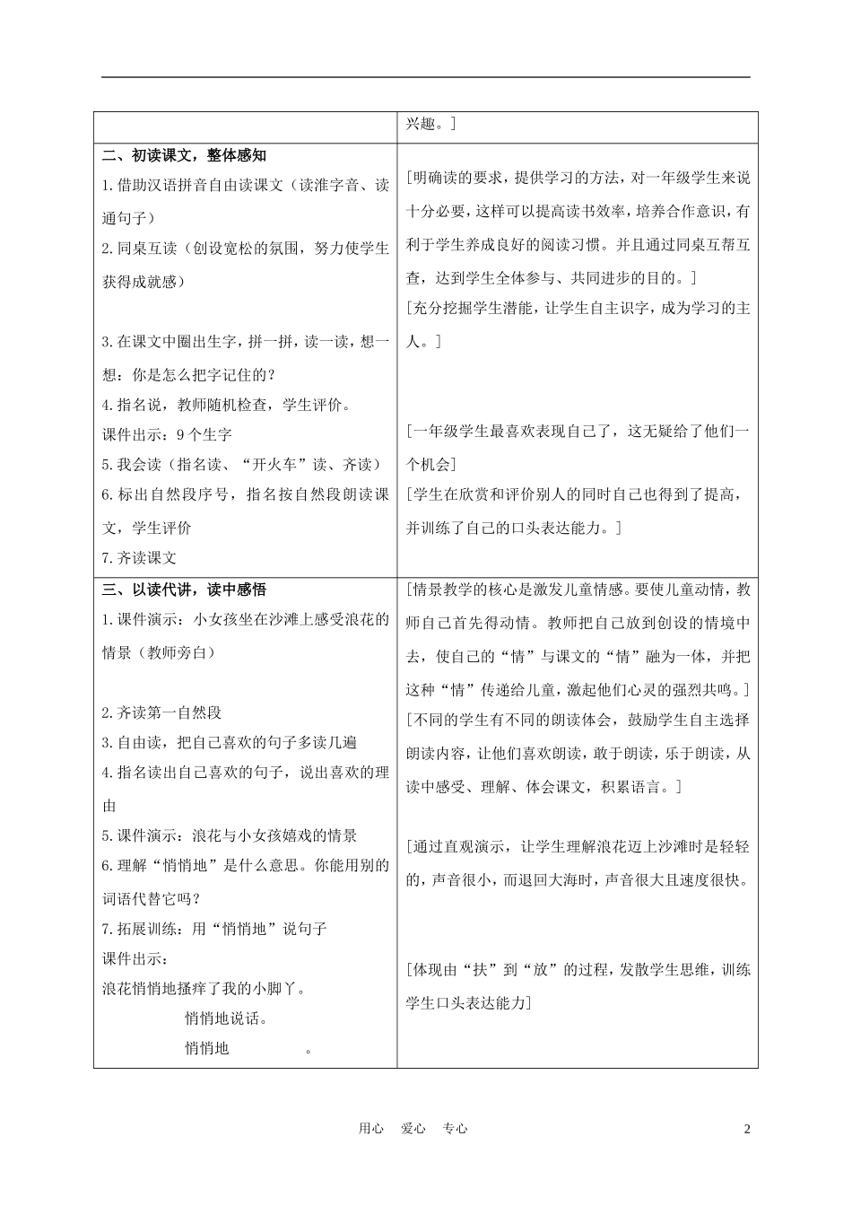 一年级语文上册 浪花 1教案 长春版_第2页