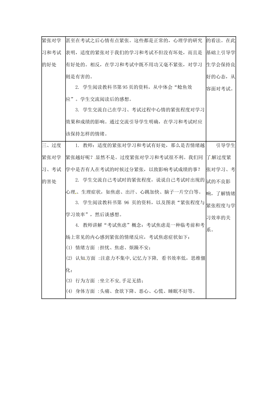七年级政治上册 第12课 考试的心情教学设计 教科版教材_第2页