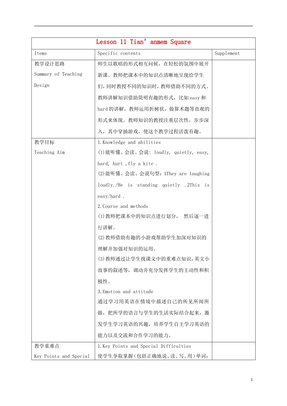 五年级英语下册 unit2 lesson11（1）教案 冀教版_第1页