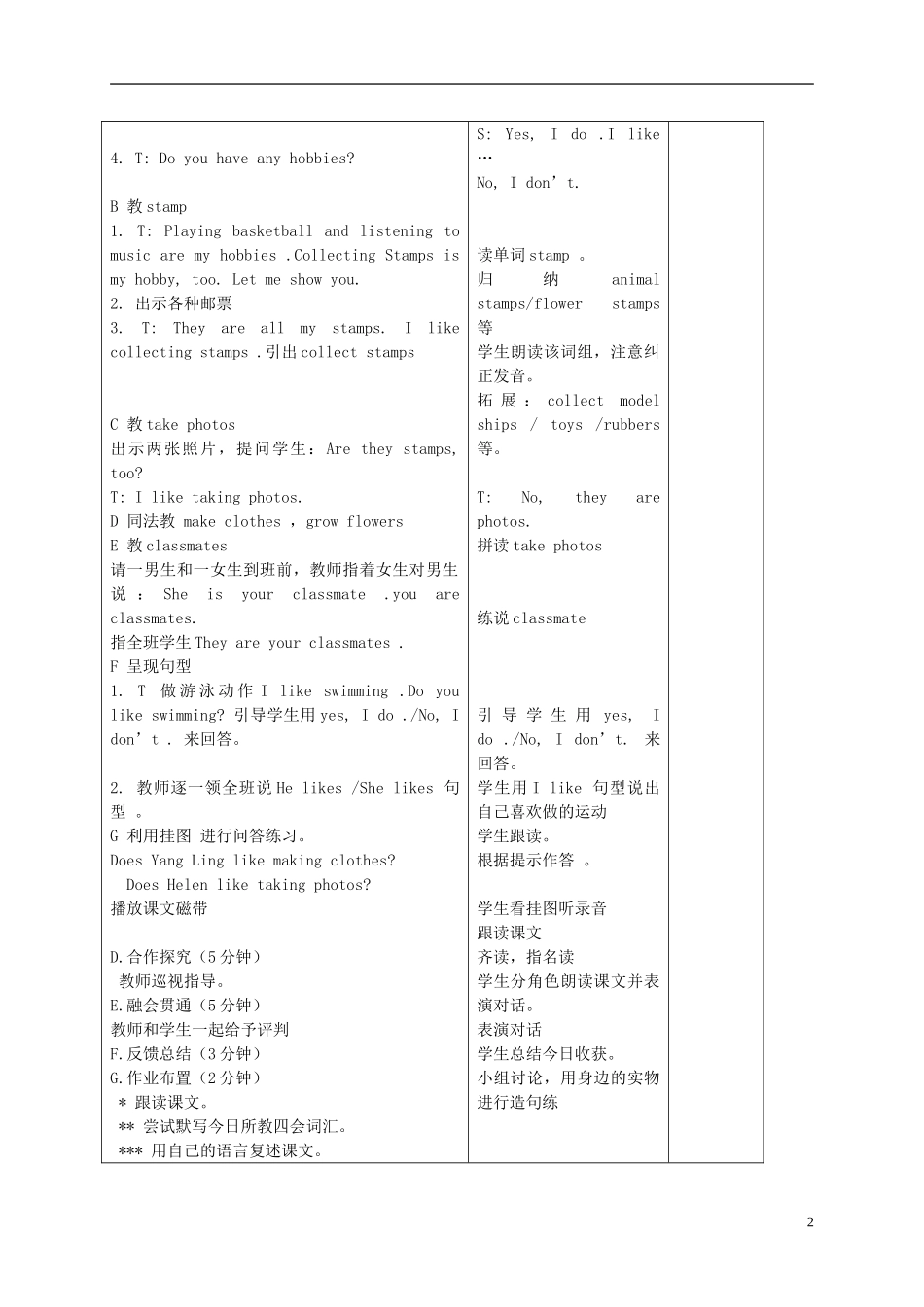 五年级英语下册 Unit 3(11)教案 苏教牛津版_第2页