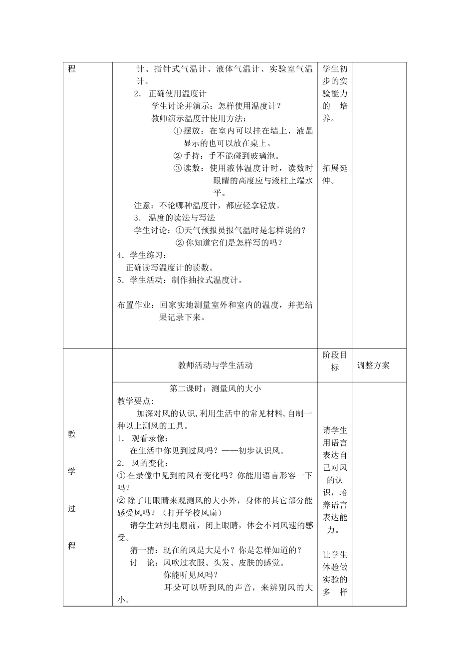 小学科学第一册 第三单元 天气与生活 2 今天天气怎么样教案 新人教版-新人教版小学第一册自然科学教案_第2页