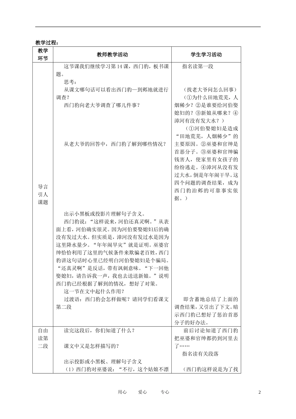 五年级语文下册 西门豹治邺教案 北师大版_第2页