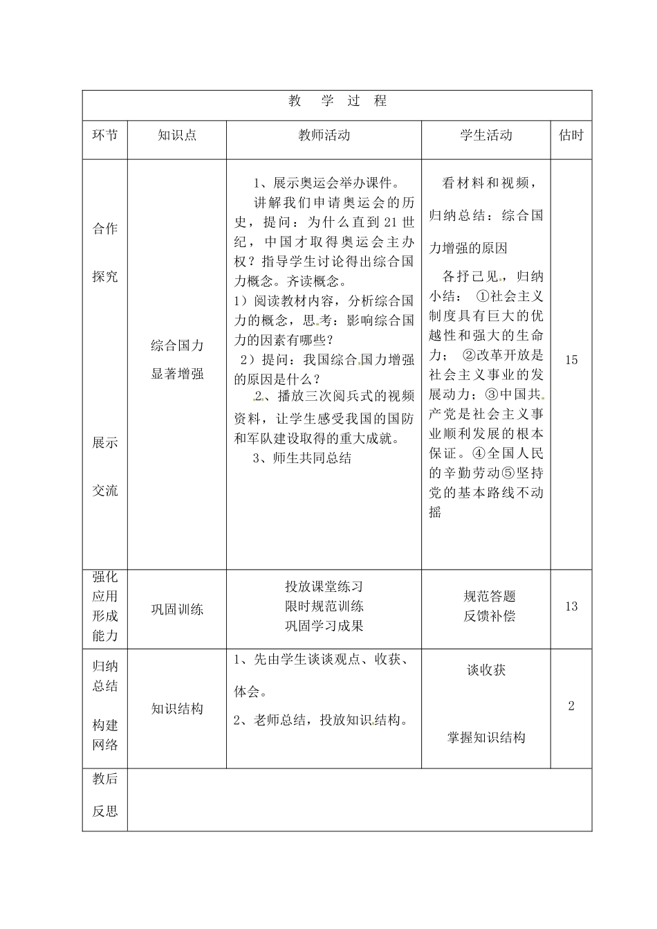 山东省临沭县九年级政治 2.3.7《共和国的巨变》教学设计 新人教版教材_第3页