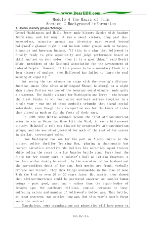 外研版英语必修10 Module4 The Magic of Film-Background information