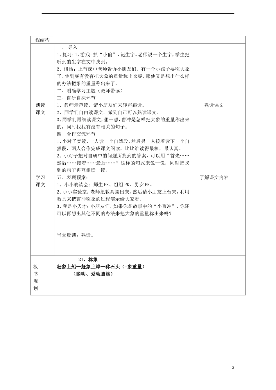 一年级语文下册 21 称象（二）课案 人教新课标版_第2页