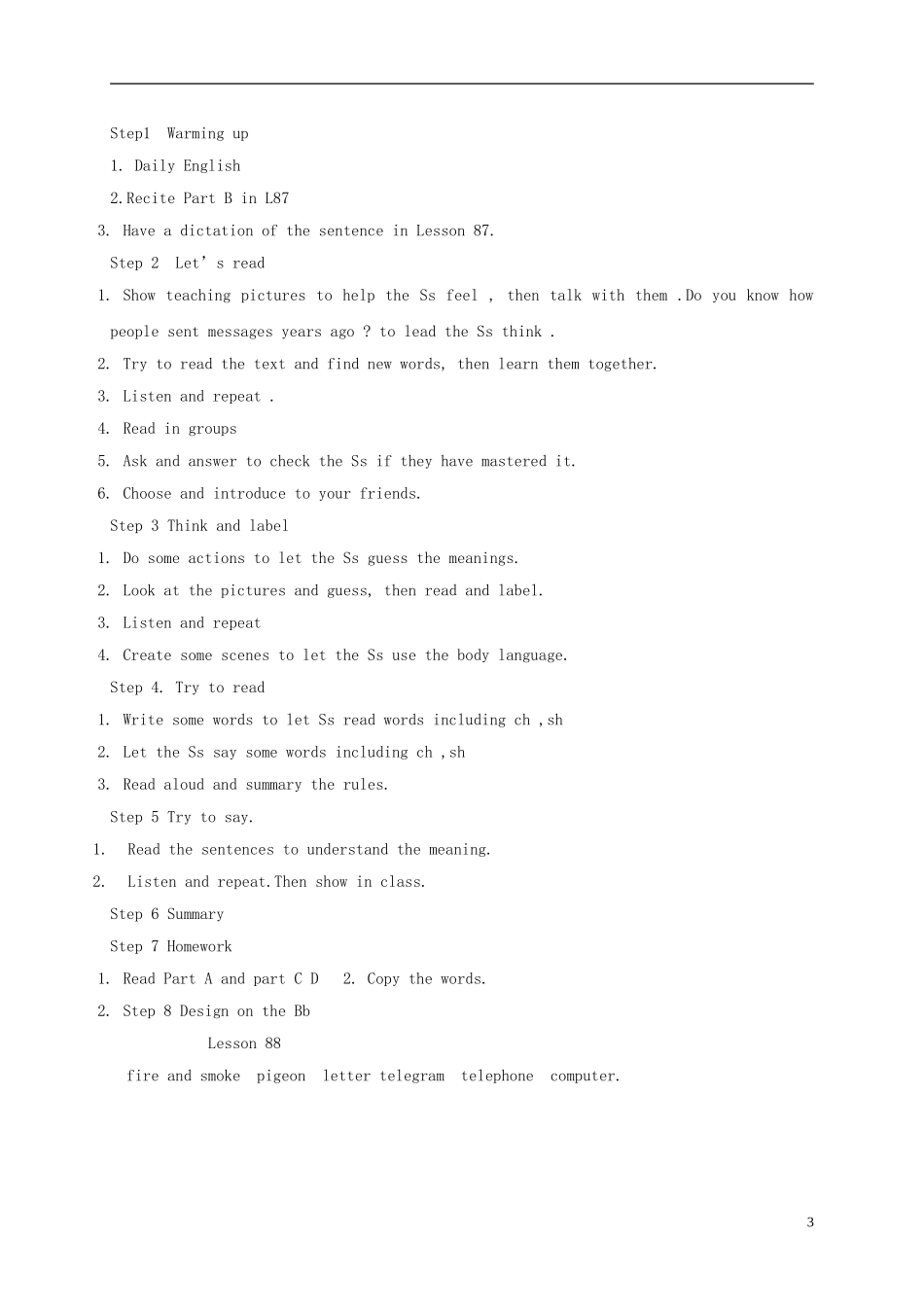 四年级英语下册 Unit15 Lesson87-88教案 人教新起点_第3页