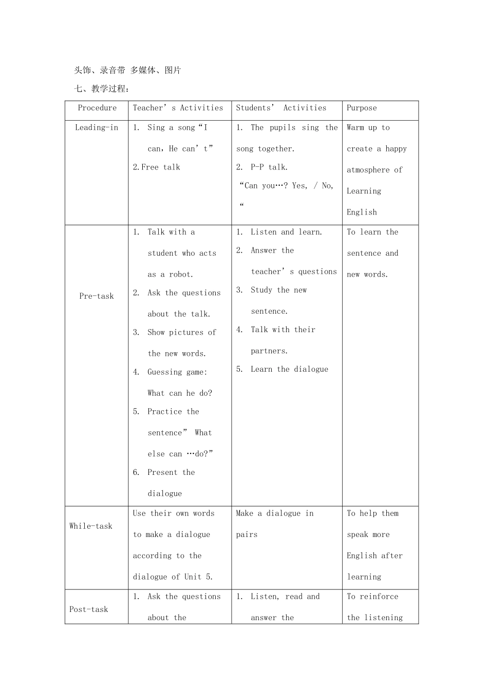 五年级英语上册 Module 2  Unit 5 (2)教案 广州版_第2页