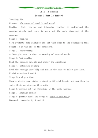 英语北师大版必修6 Unit18 Beautyr--Lesson 1 What Is Beauty