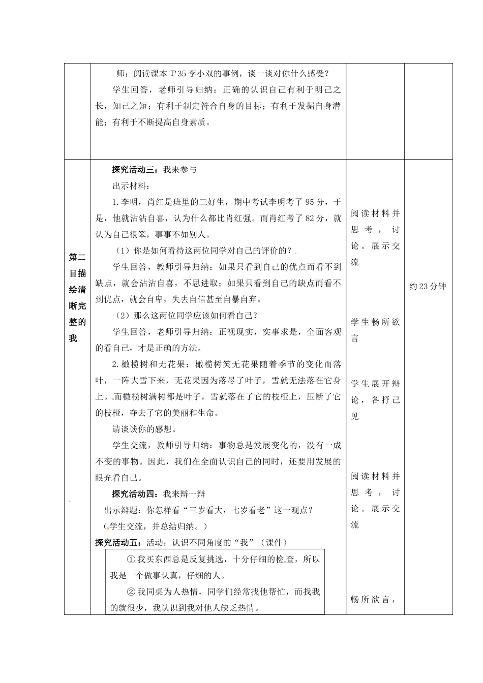 七年级思想品德上册 新自我新认识教学设计1 鲁教版教材_第2页