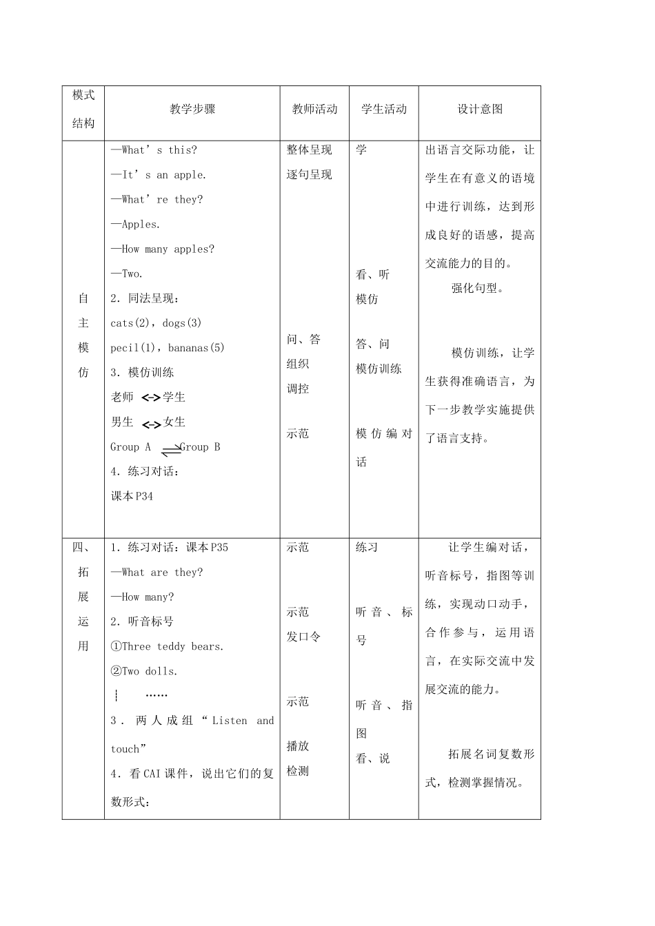 一年级英语上册 Unit 5 Lesson 2教案 北师大版_第3页