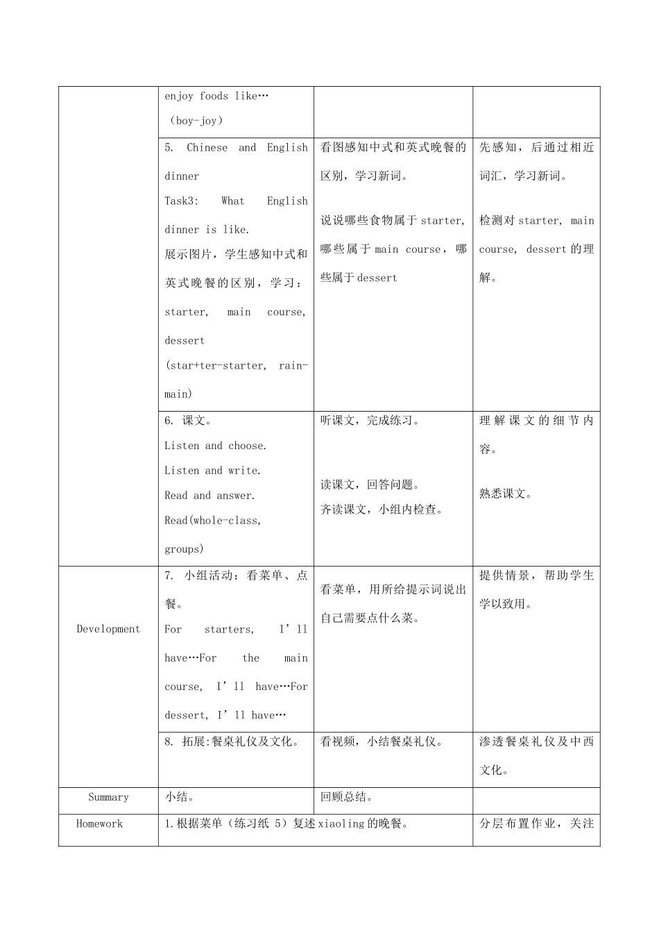 五年级英语上册 Module 4 Foods and drinks Unit 8《Let’s have both》教案 教科版（广州，三起）-教科版小学五年级上册英语教案_第3页