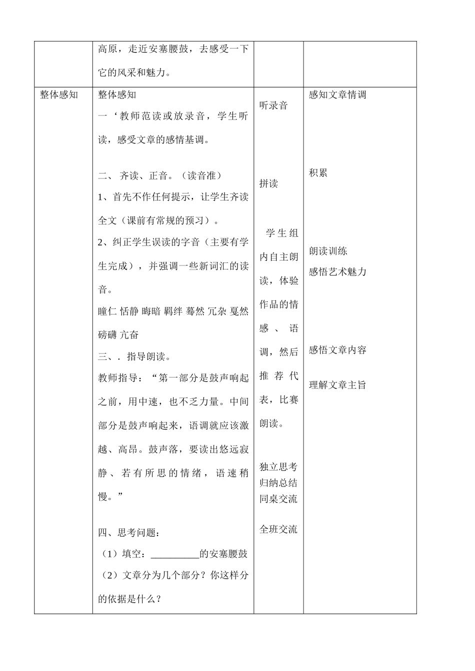 七年级语文安塞腰鼓教学设计_第2页