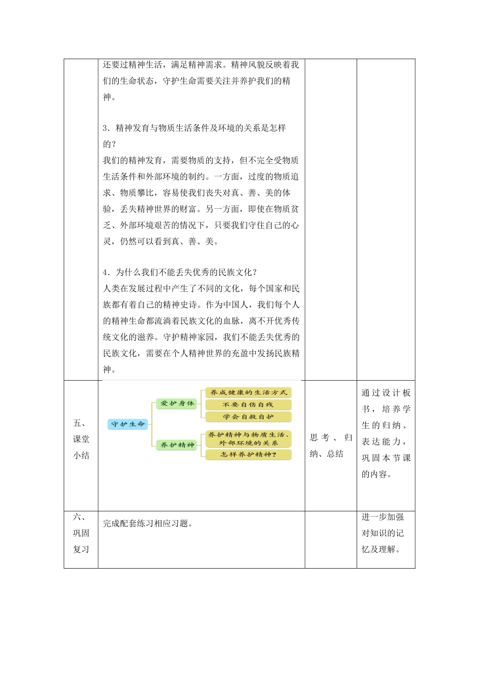 七年级道德与法治上册 第四单元 生命的思考 第九课 珍视生命 第一框 守护生命教学设计 新人教版教材-新人教版教材初中七年级上册政治教学设计_第3页