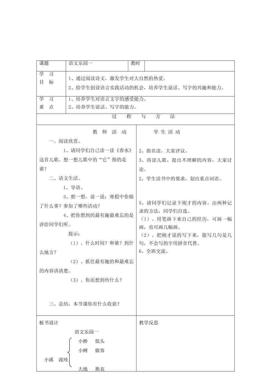一年级语文下册 语文乐园一教案2 语文A版-语文A版小学一年级下册语文教案_第2页
