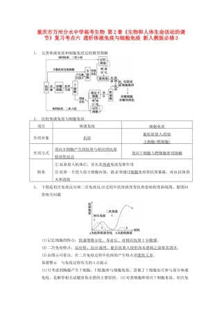 重庆市万州分水中学高考生物 第2章《生物和人体生命活动的调节》复习考点六 透析体液免疫与细胞免疫 新人教版必修3