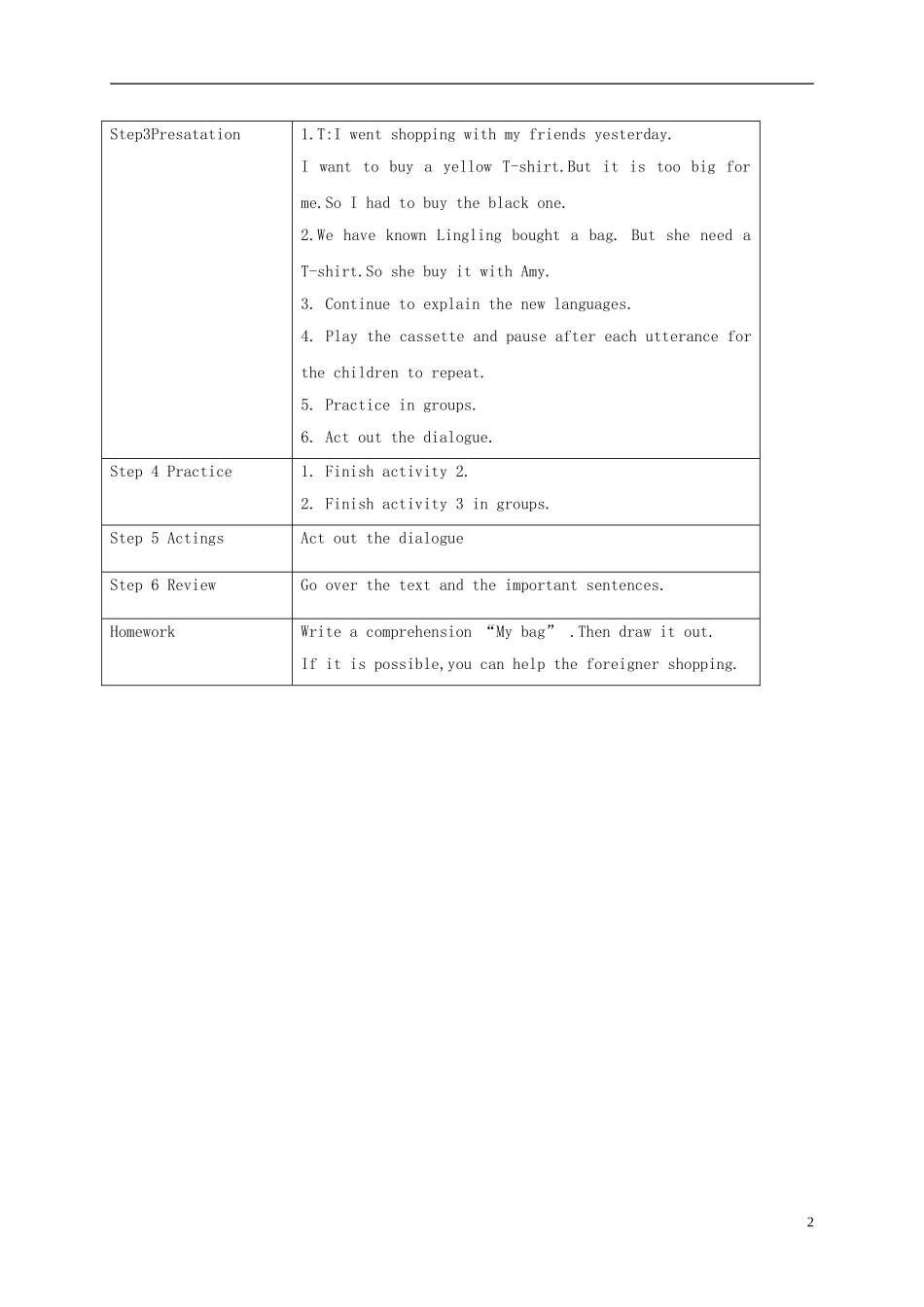 五年级英语下册 Module5 unit2(4)教案 外研版_第2页