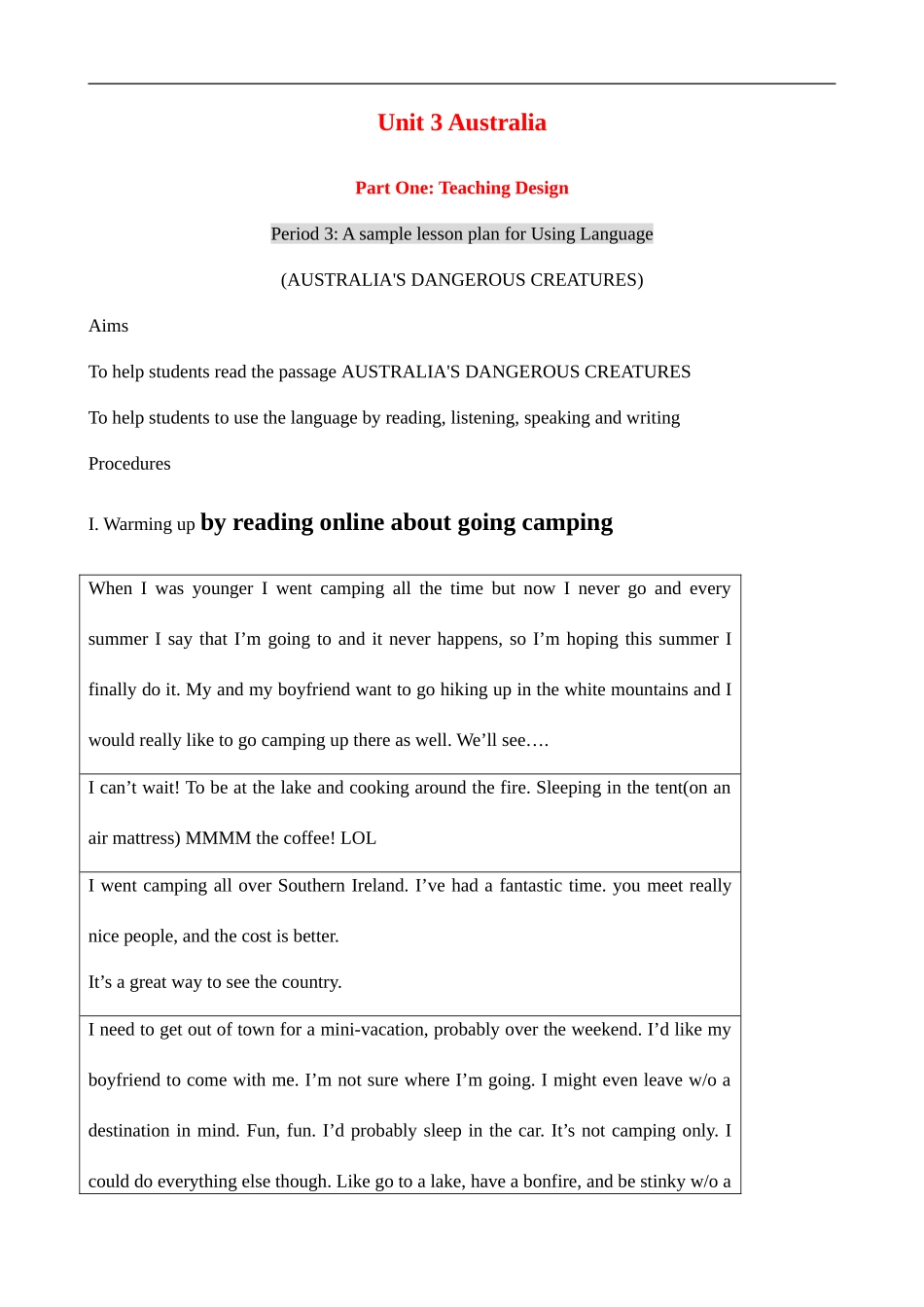 高中英语Unit 3 Australia--Using Language 人教版选修九_第1页