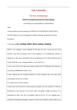 高中英语Unit 3 Australia--Using Language 人教版选修九