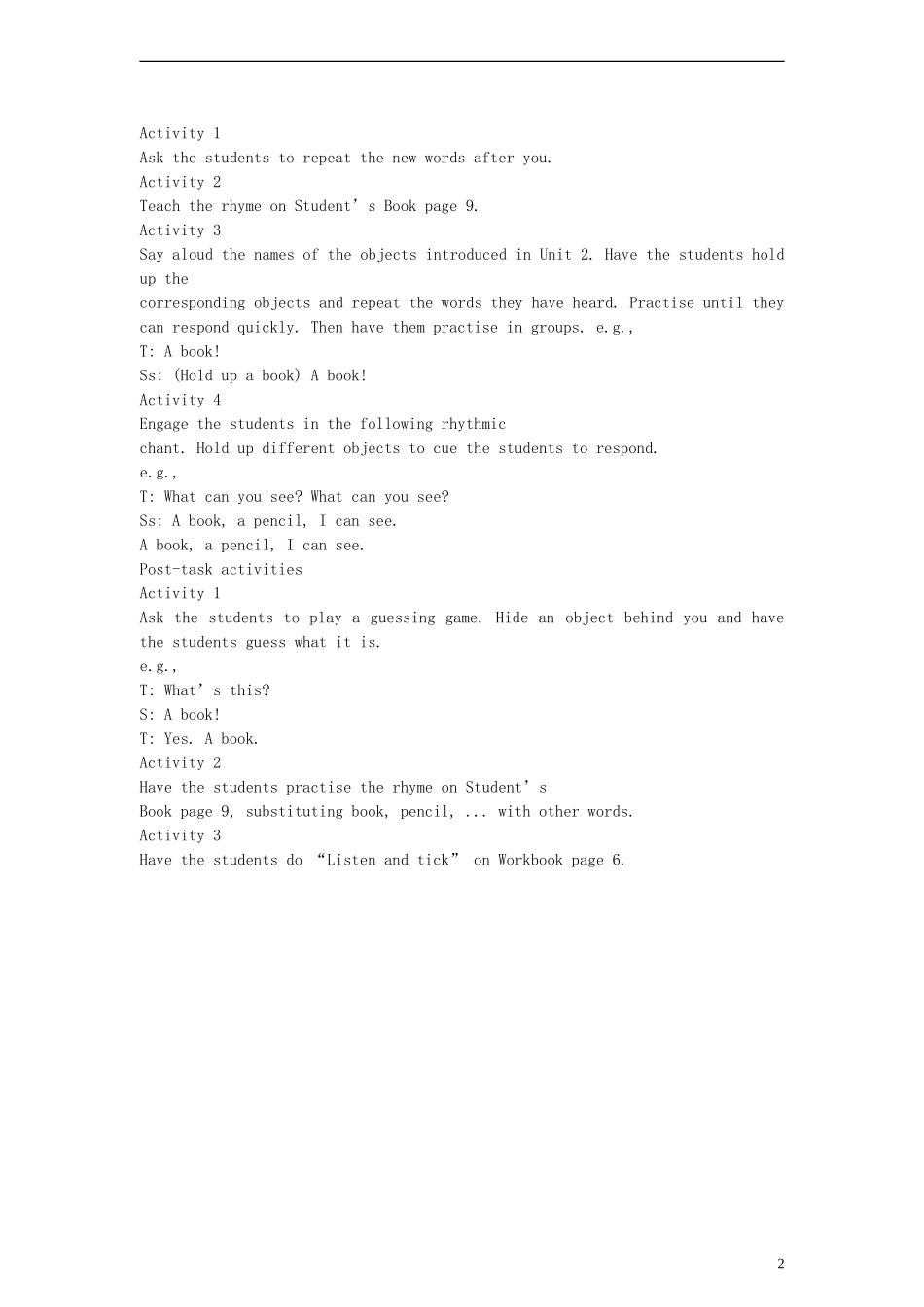 一年级英语上册 Unit2 My classmates period1教案 （新版）沪教牛津版_第2页