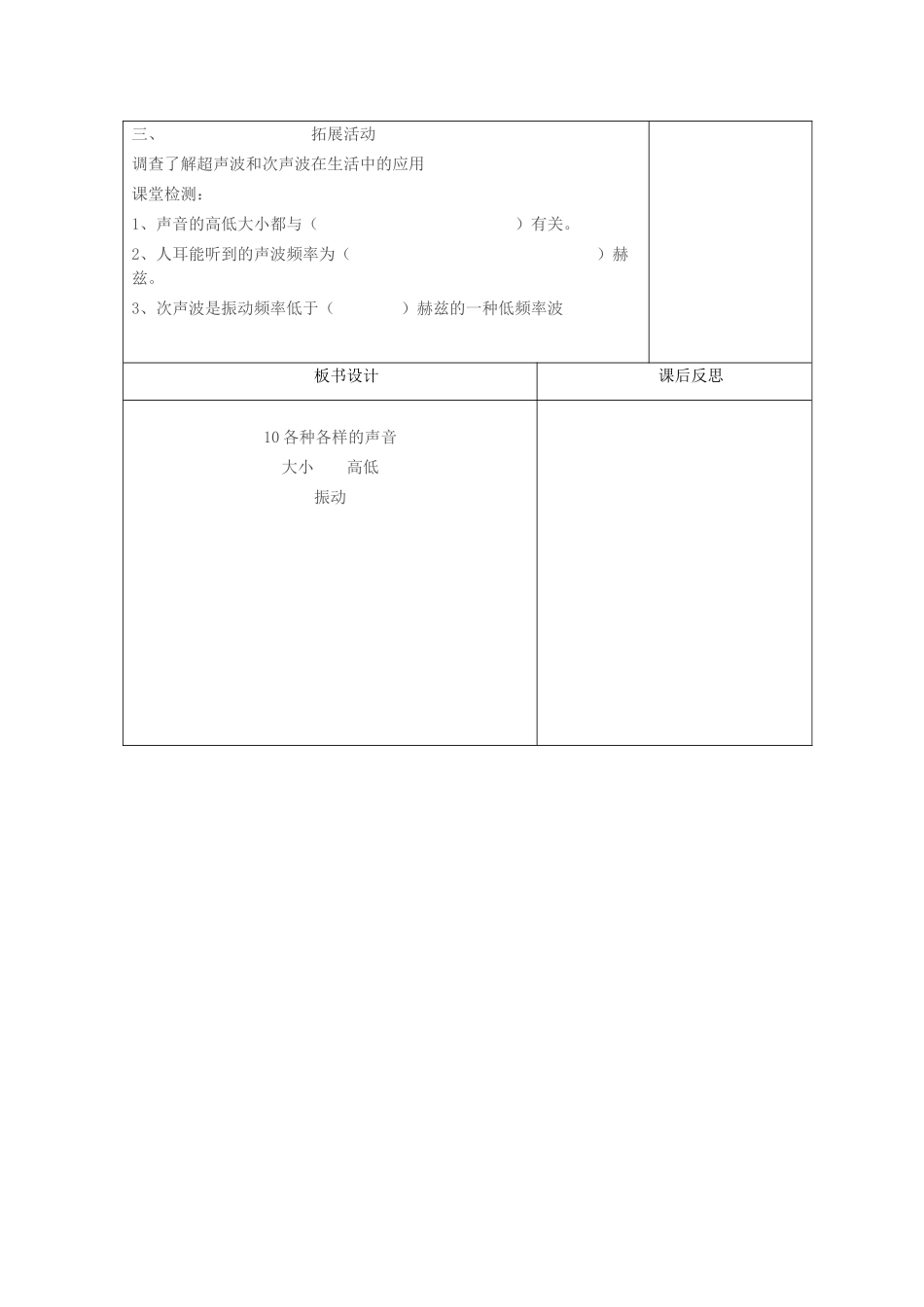 五年级科学上册 第二单元 声音的秘密 10 各种各样的声音教案 青岛版六三制-青岛版小学五年级上册自然科学教案_第2页
