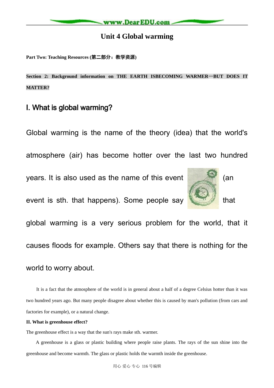 高中英语Unit 4 Global warming Background information_第1页