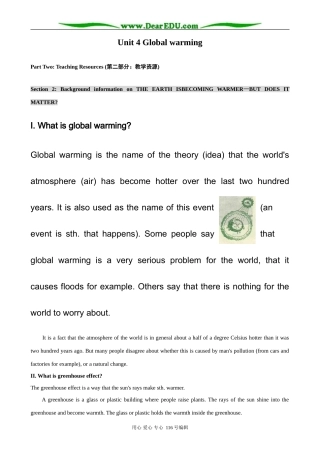 高中英语Unit 4 Global warming Background information