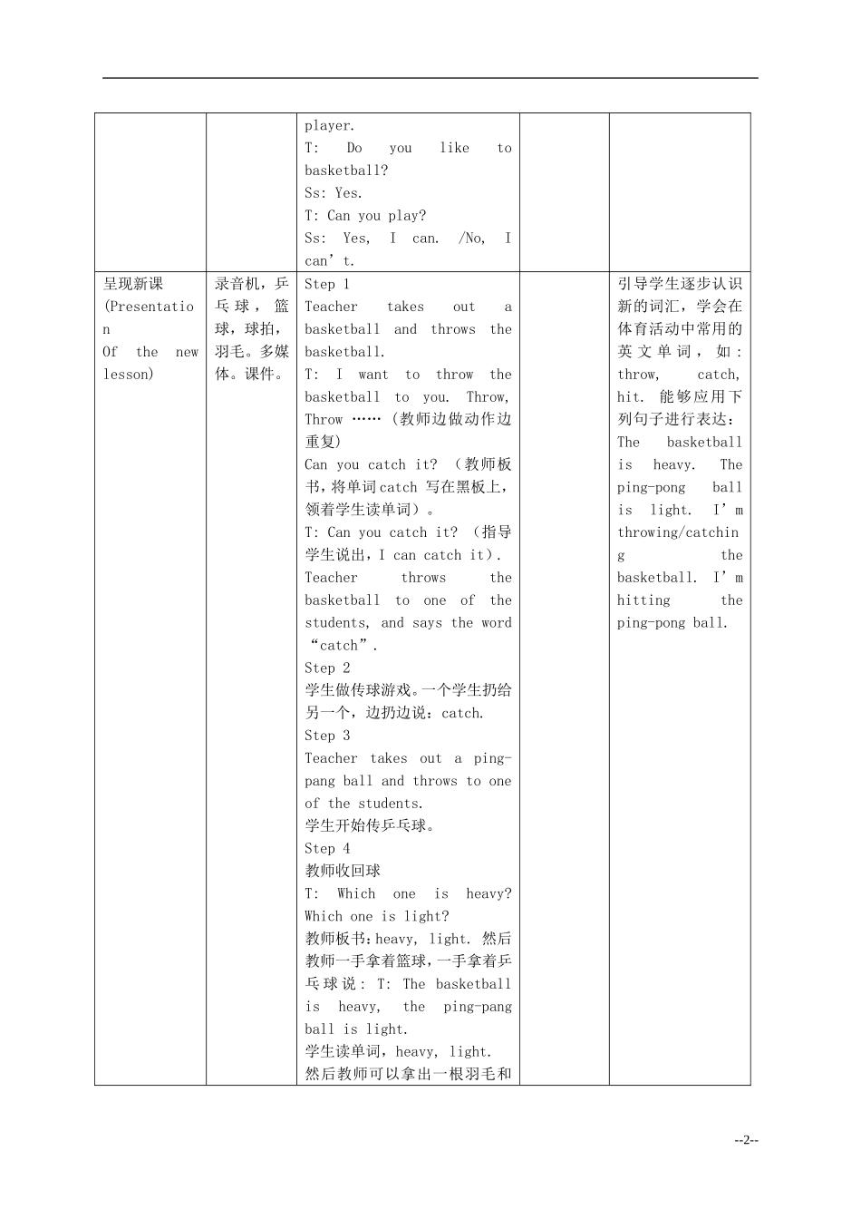 五年级英语下册 Unit 3 Lesson 19(1)教案 冀教版（一起）_第2页