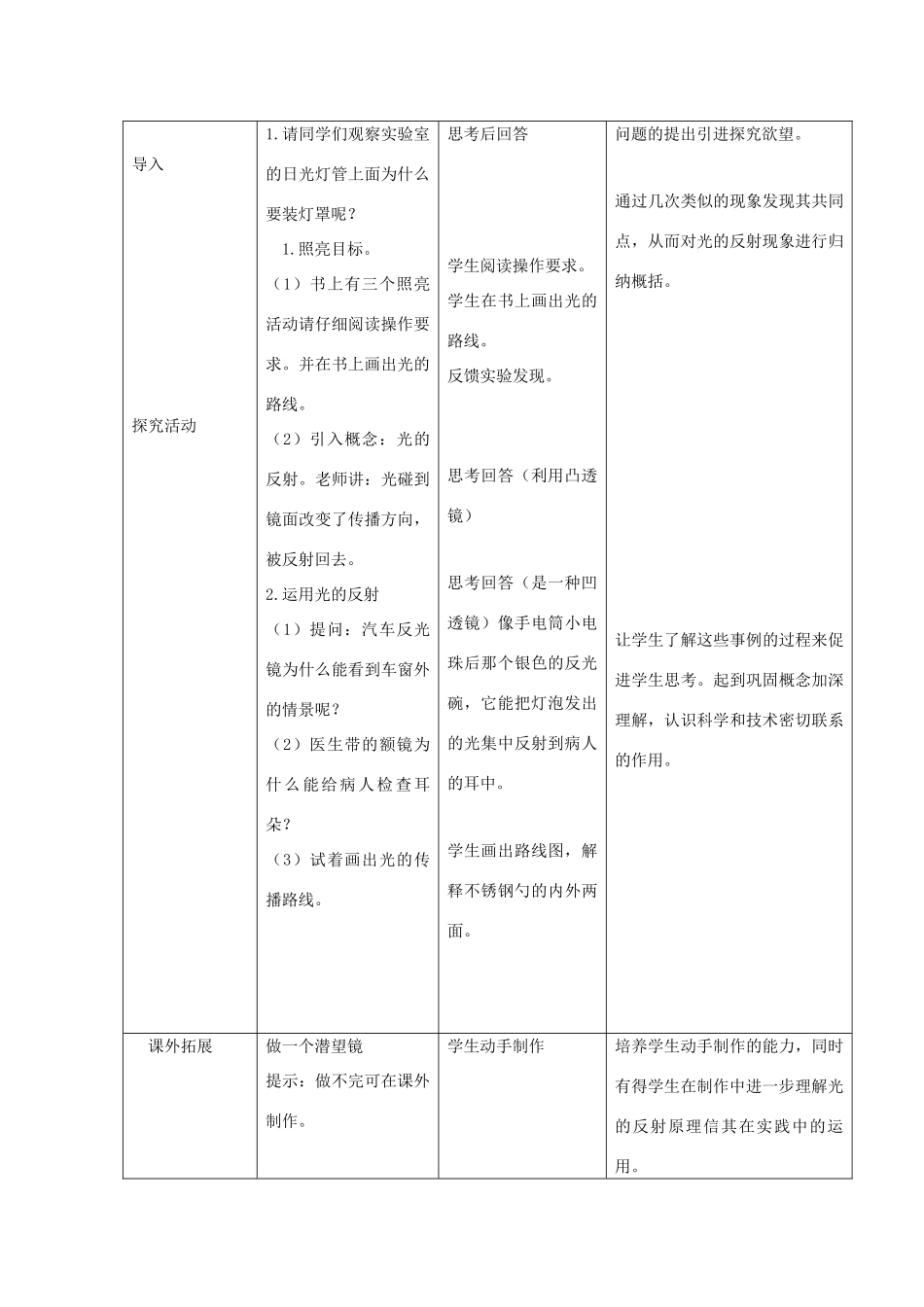 五年级科学上册《光的反射》参考教案2 教科版_第2页