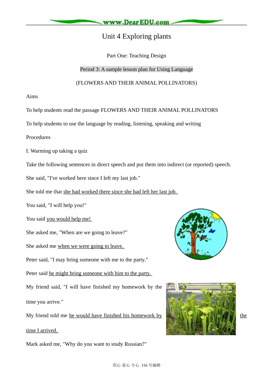高中英语Unit 4 Exploring plants--Using Language_第1页