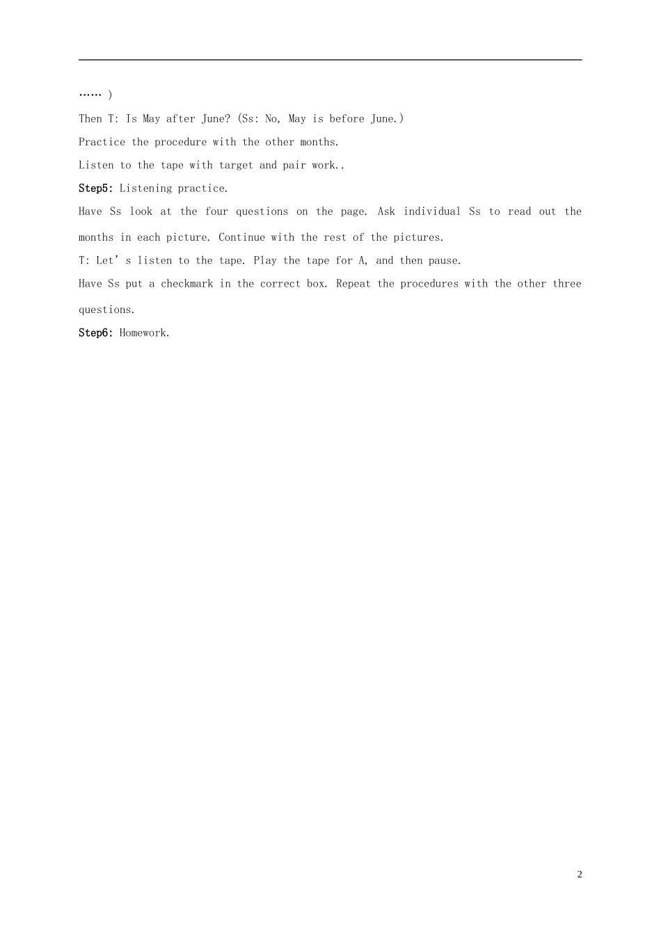 五年级英语上册 unit6(1)教案 广东版开心_第2页