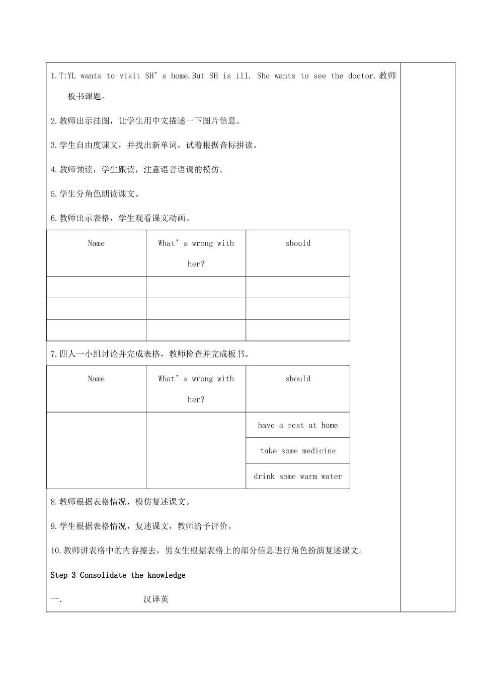 五年级英语下册 Unit 4 Seeing the doctor（第1课时）教案 牛津译林版（三起）-牛津版小学五年级下册英语教案_第2页