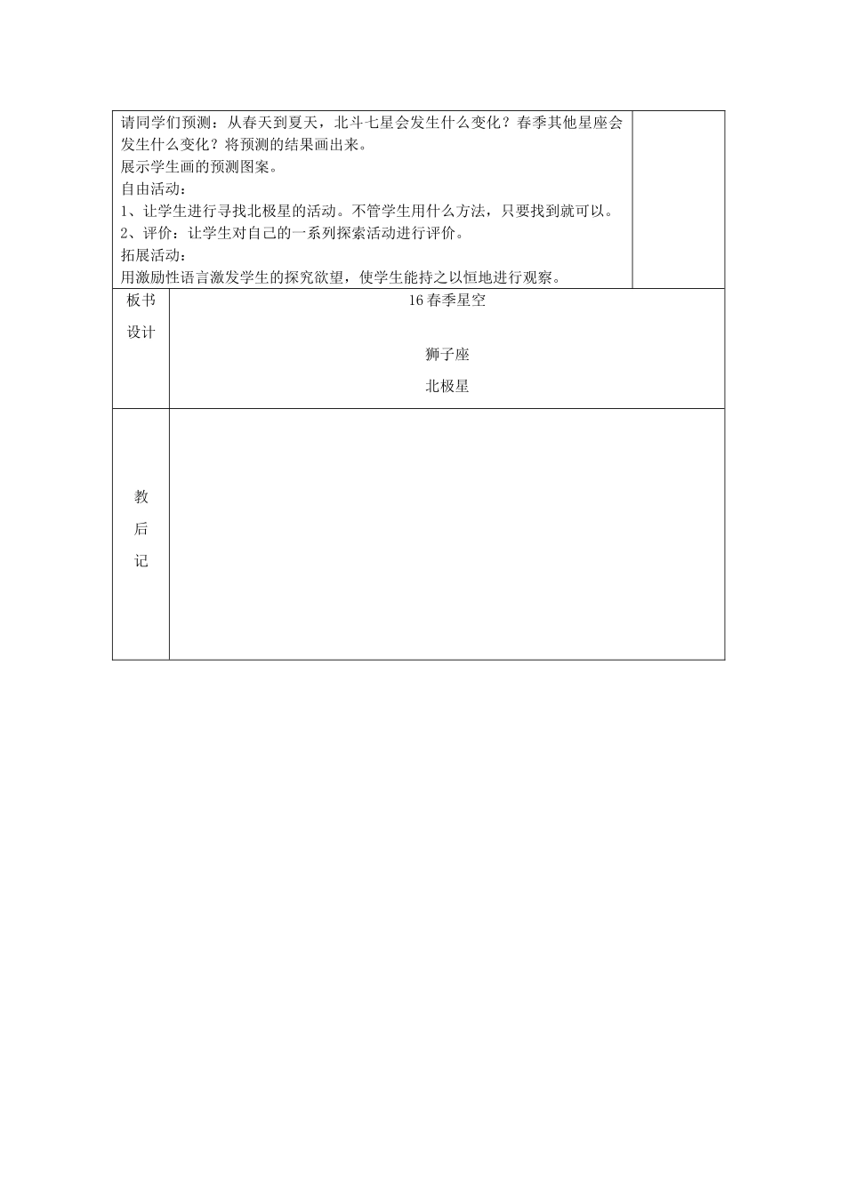 五年级科学下册 第四单元 春夏星空 16春季星空教案 青岛版六三制-青岛版小学五年级下册自然科学教案_第2页
