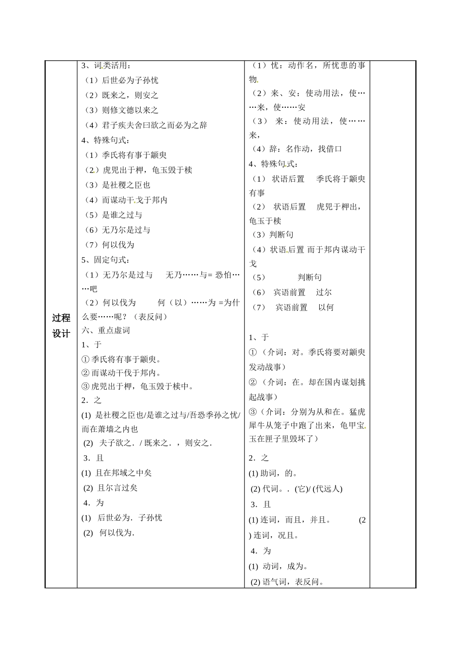 高考语文一轮复习《季氏将伐颛臾（1）》教案-人教版高三全册语文教案_第3页