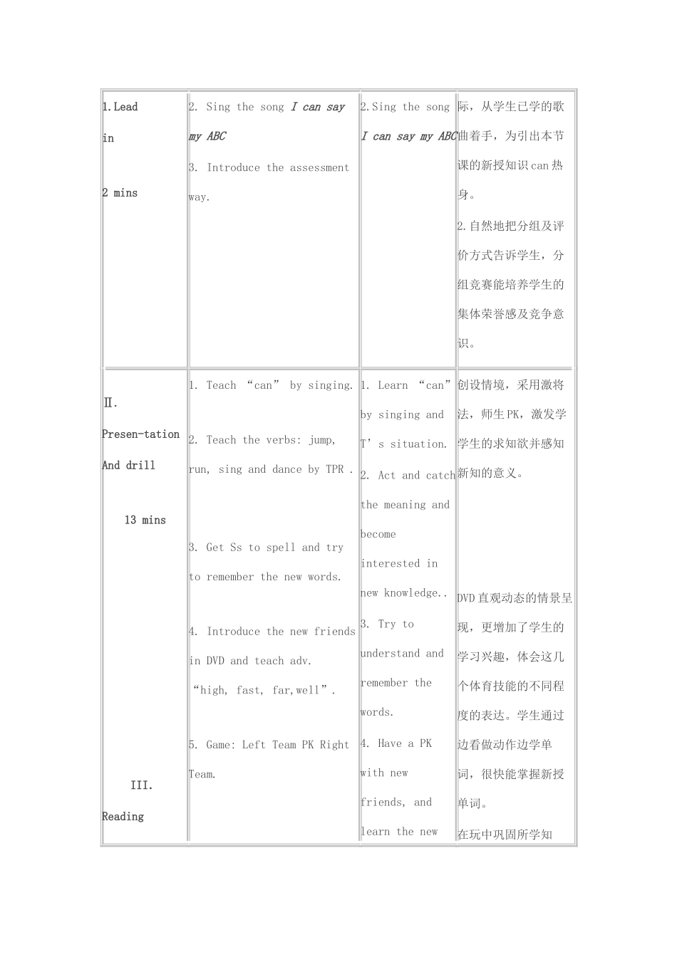 五年级英语上册 Module 2 Abilities Unit 3《I can swim very fast》教案 教科版（广州，三起）-教科版小学五年级上册英语教案_第2页