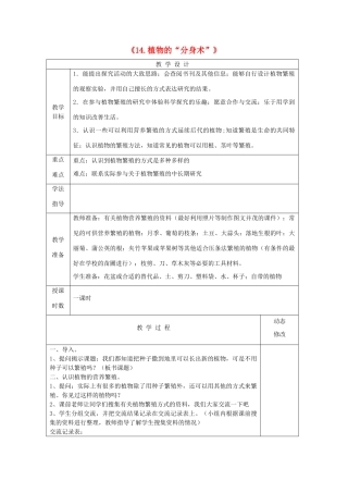 五年级科学下册 第三单元 生物的生长与繁殖 14 植物的“分身术”教案 青岛版六三制-青岛版小学五年级下册自然科学教案