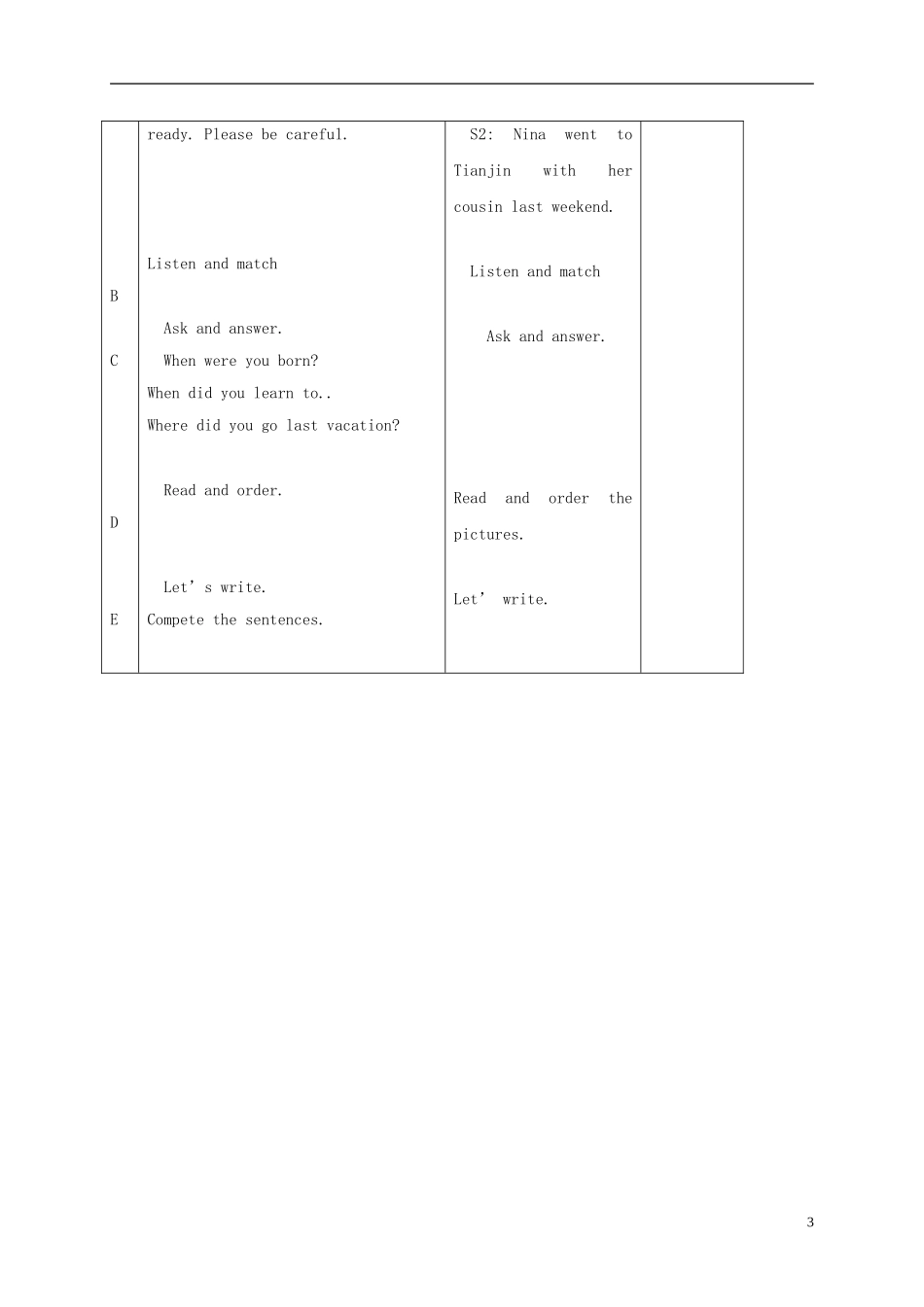 五年级英语下册 unit16 Lesson95-96教案 人教新起点_第3页