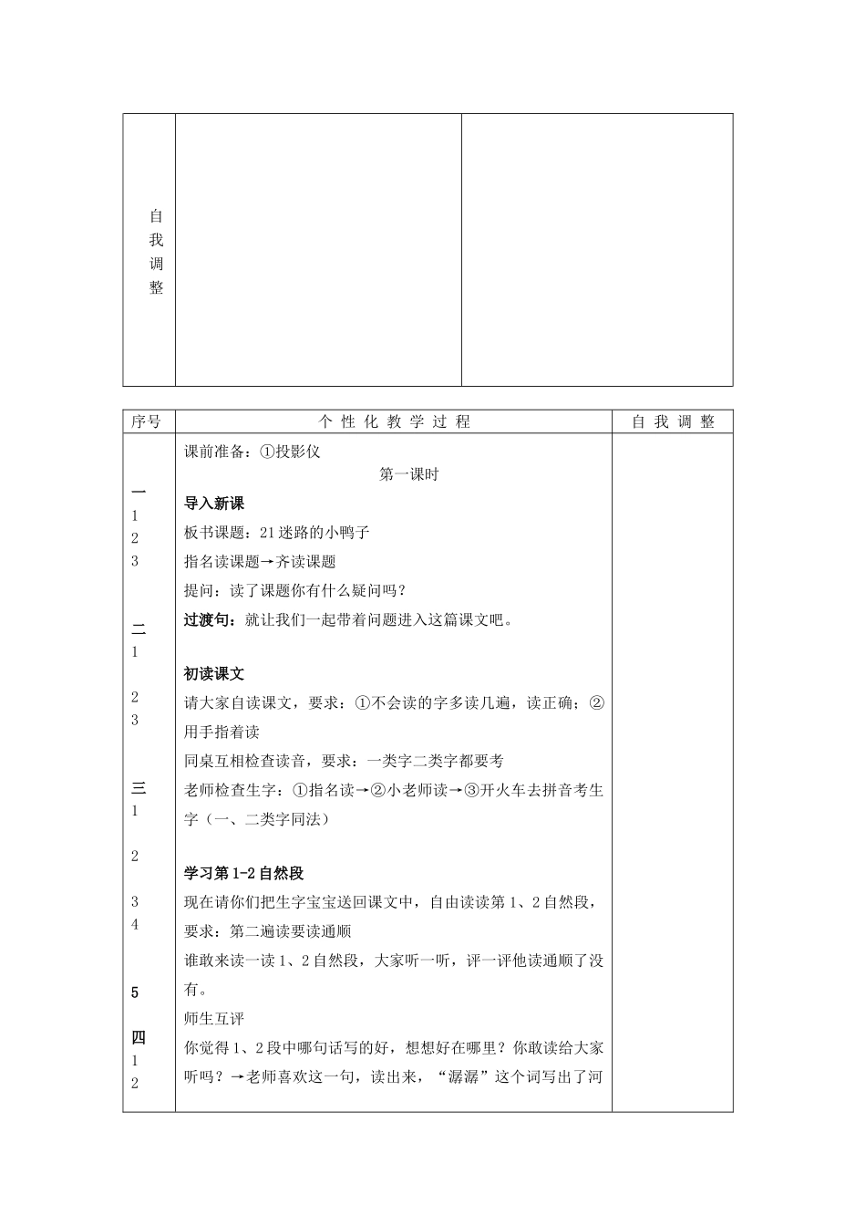 一年级语文下册 第21课《迷路的小鸭子》教学设计 鄂教版-鄂教版小学一年级下册语文教案_第2页