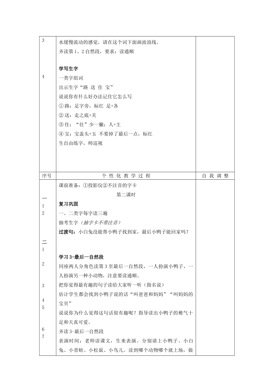 一年级语文下册 第21课《迷路的小鸭子》教学设计 鄂教版-鄂教版小学一年级下册语文教案_第3页