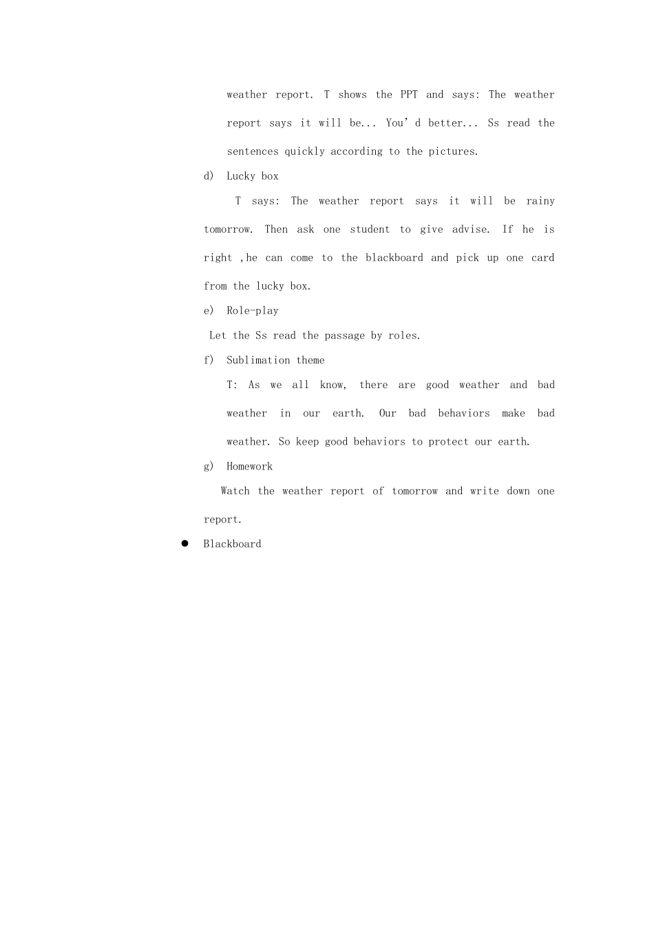 五年级英语下册 unit5 what’s the weather like toaday pb教案 陕旅版-陕旅版小学五年级下册英语教案_第3页